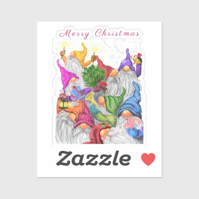 Christmas Sticker Gift Gnomes Party Cartoon (Sheet)