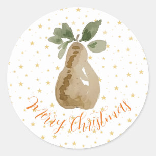 Christmas Sticker Handpainted Watercolor Pear