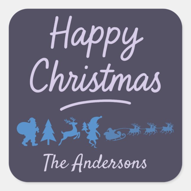 Christmas Sticker in blue silhouette  (Front)
