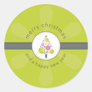 CHRISTMAS STICKER :: modern spotty tree 3