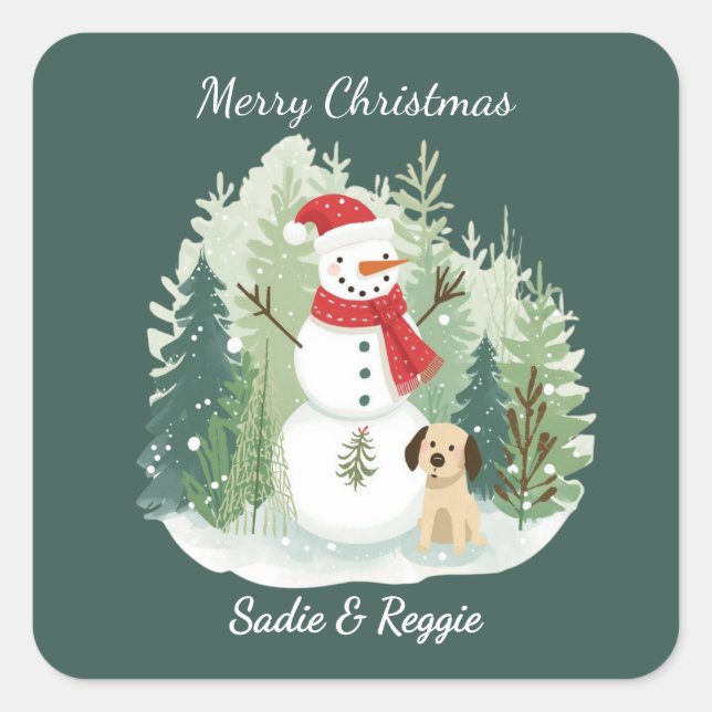 Christmas Sticker - Personalised Santa & Reindeer (Front)