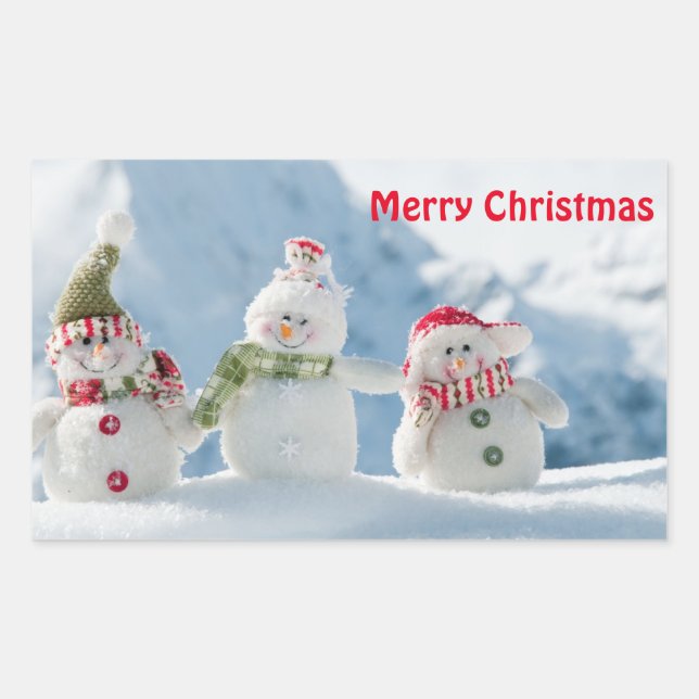 Christmas Sticker/Snowmen Rectangular Sticker (Front)