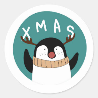 CHRISTMAS STICKER WHIMSICAL PENGUIN