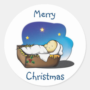 Christmas Stickers/Baby Jesus Classic Round Sticker