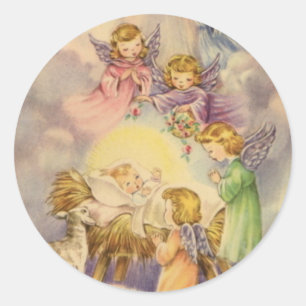 Christmas Stickers/Baby Jesus Classic Round Sticker