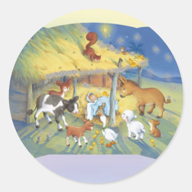 Christmas Stickers/Baby Jesus Classic Round Sticker (Front)