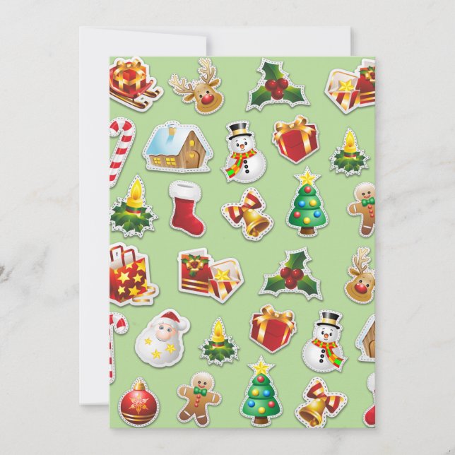 Christmas Stickers Festive Pattern Holiday Card (Front)