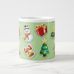 Christmas Stickers Festive Pattern Large Coffee Mug