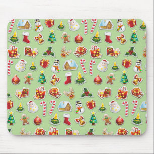 Christmas Stickers Festive Pattern Mouse Mat