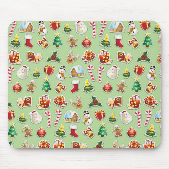 Christmas Stickers Festive Pattern Mouse Mat (Front)