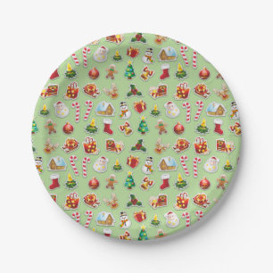 Christmas Stickers Festive Pattern Paper Plate