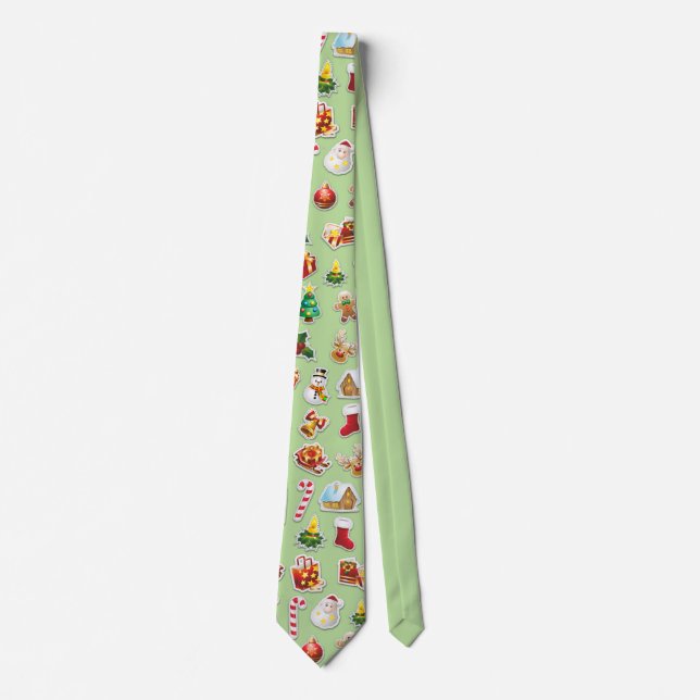 Christmas Stickers Festive Pattern Tie (Front)