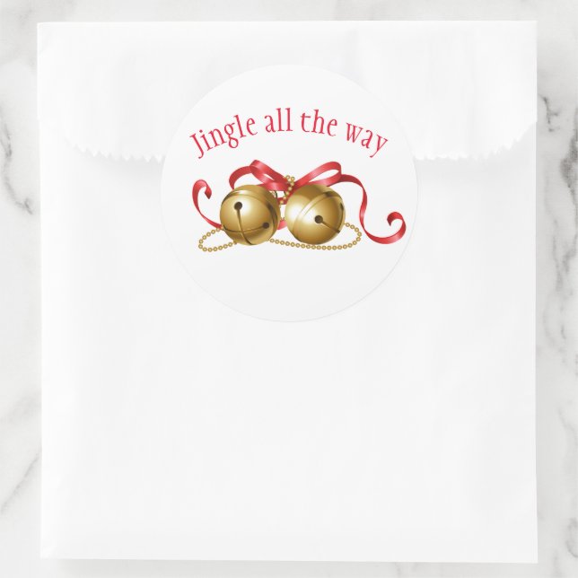 Christmas Stickers-Jingle Bells Classic Round Sticker (Bag)