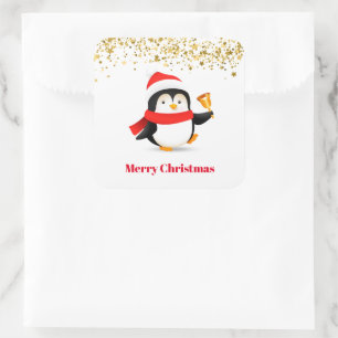 Christmas Stickers-Penguin Square Sticker