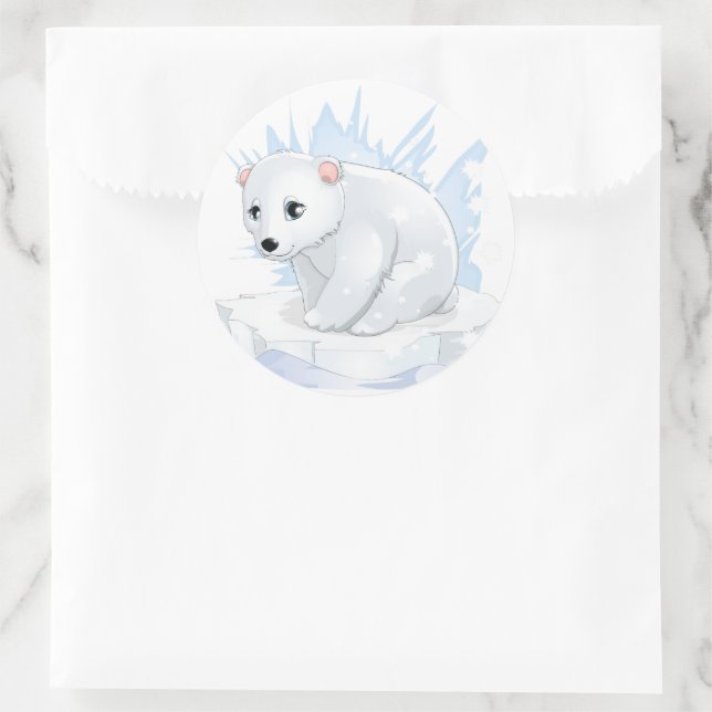 Christmas Stickers-Polar Bear Classic Round Sticker (Bag)