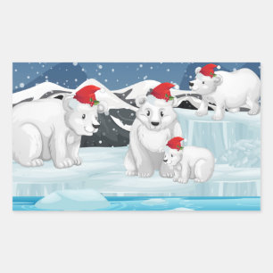 Christmas Stickers-Polar Bears Rectangular Sticker