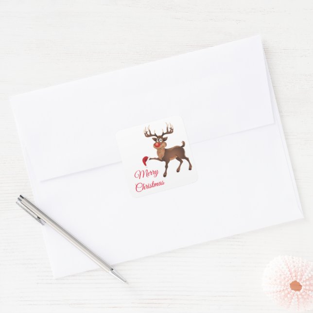 Christmas Stickers-Rudolph Square Sticker (Envelope)