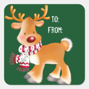 Christmas Stickers/Rudolph Square Sticker