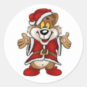 Christmas Stickers/Santa Bear Classic Round Sticker