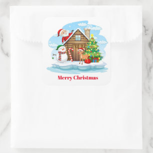 Christmas Stickers-Santa & Gang Square Sticker