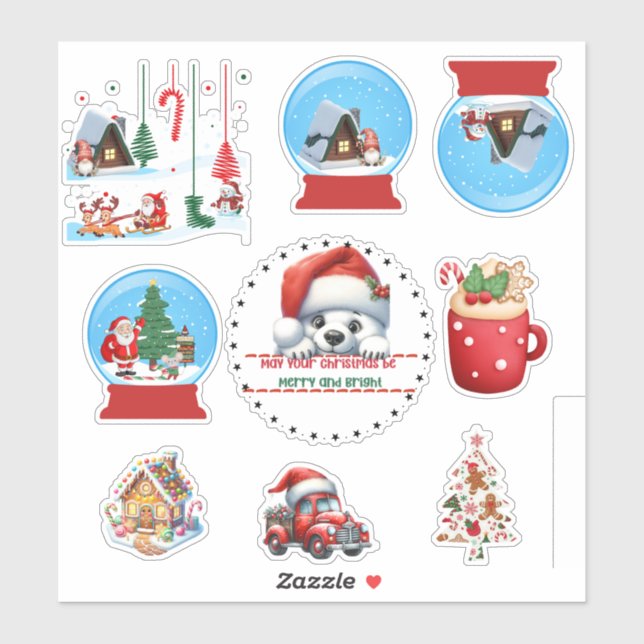 Christmas Stickers Snowglobe (Sheet)