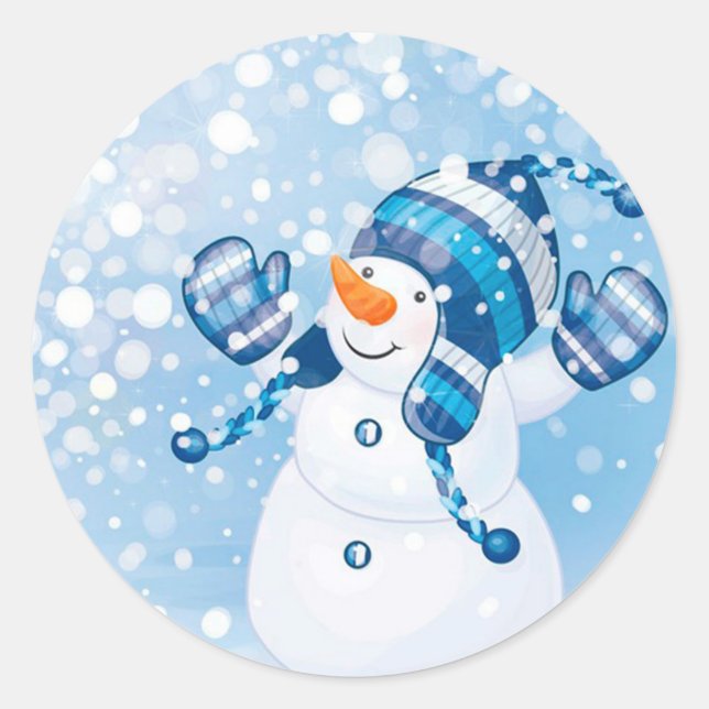 Christmas Stickers/Snowman Classic Round Sticker (Front)