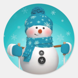 Christmas Stickers/Snowman Classic Round Sticker