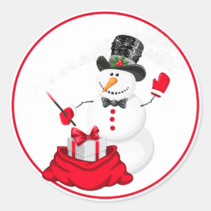 Christmas Stickers-Snowman Classic Round Sticker