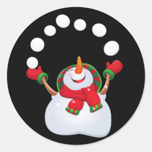 Christmas Stickers-Snowman Classic Round Sticker