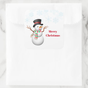 Christmas Stickers-Snowman Square Sticker