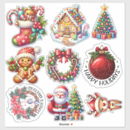Christmas Stickers: Tree, Wreath, Santa & More Joy