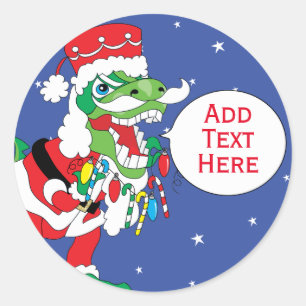 Christmas Stickers TySANTAsaurus Rex 3 Personalise