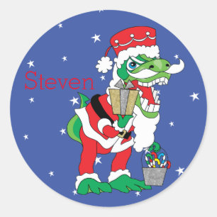Christmas Stickers TySANTAsaurus Rex Personalise
