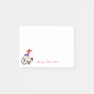 Christmas Sticky Notes Gnome with Bike and Gifts
