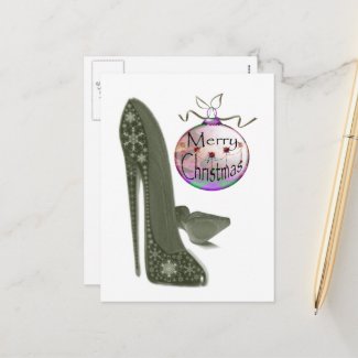 Christmas Stiletto and Bauble Art Gifts Holiday Postcard