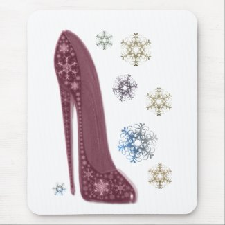 Christmas Stiletto and Snowflakes Art Gifts Mouse Mat