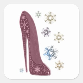 Christmas Stiletto and Snowflakes Art Gifts Square Sticker