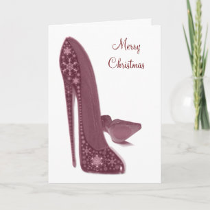 Christmas Stiletto High Heel Shoes Art Holiday Card