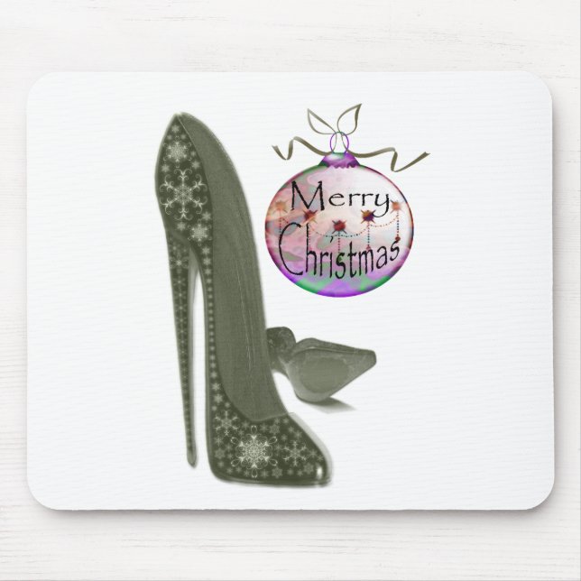 Christmas Stiletto Shoe and Bauble Art Gifts Mouse Mat (Front)
