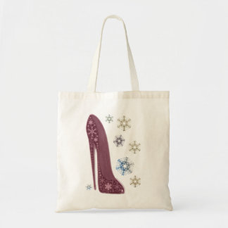 Christmas Stiletto Shoes and Snowflakes Art Tote Bag