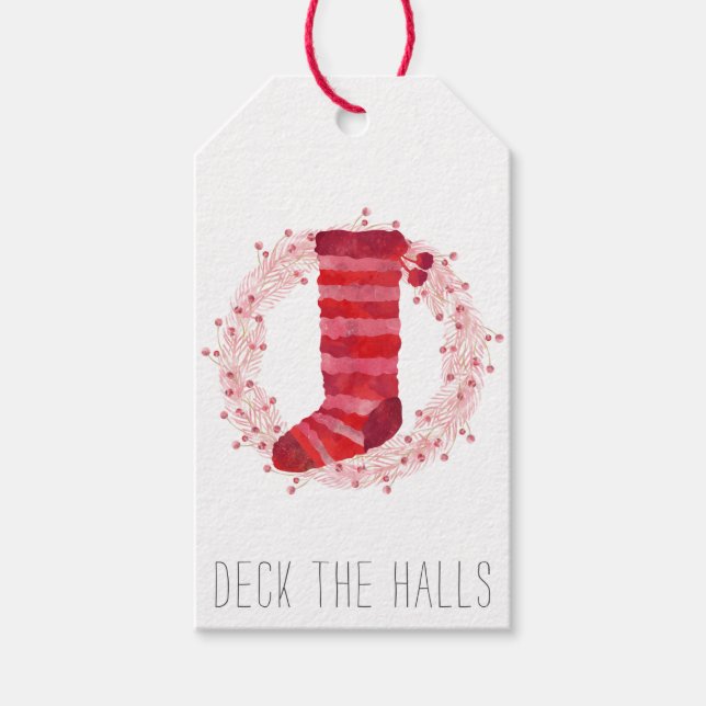 Christmas Stocking And Wreath  Gift Tags (Front)