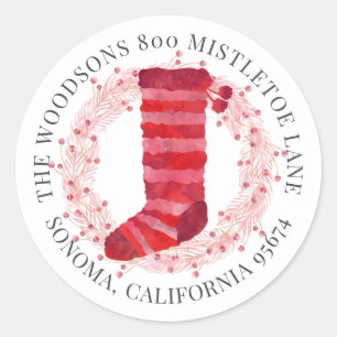 Christmas Stocking And Wreath Sticker