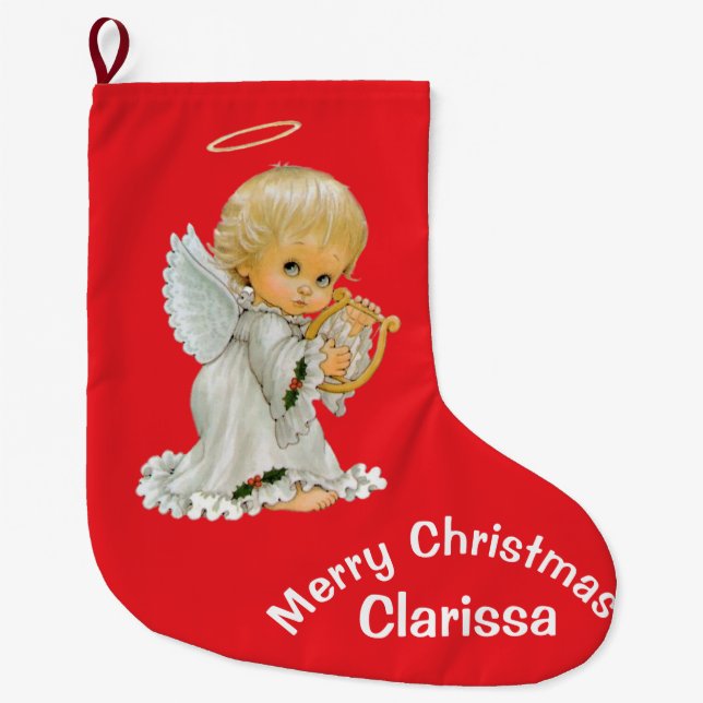 Christmas Stocking,  Baby Angel Large Christmas Stocking (Front)