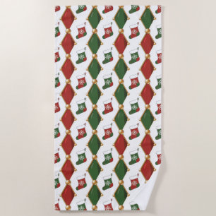 Christmas Stocking  Beach Towel