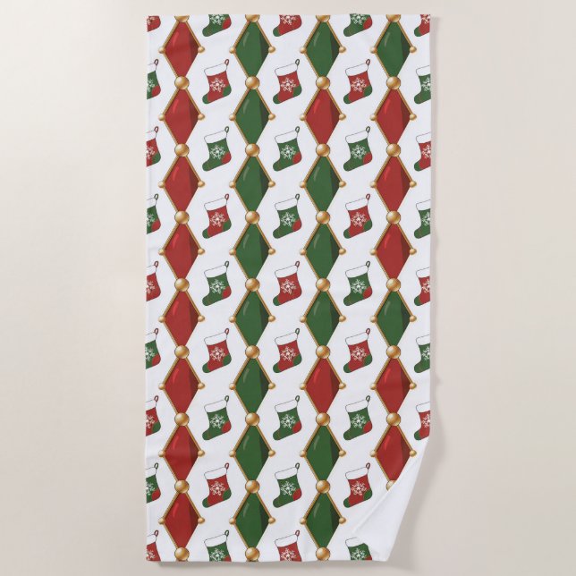 Christmas Stocking  Beach Towel (Front)