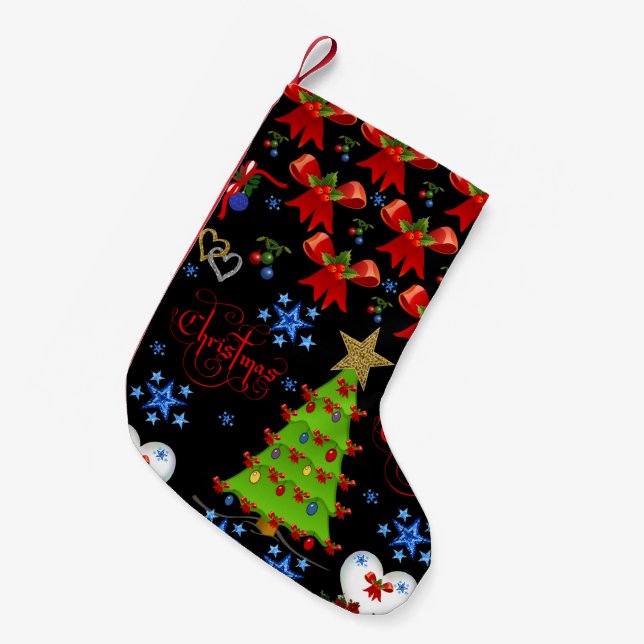 Christmas Stocking black (Front (Hanging))