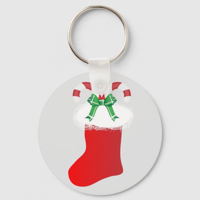 Christmas Stocking Candy Cane Peace Destiny Key Ring (Front)