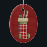 Christmas Stocking Ceramic Christmas Ornament<br><div class="desc">Text can be added to this ornament to make a personalised holiday gift. If you need help,  just click on the contact link above to send the designer a personal detailed message.</div>