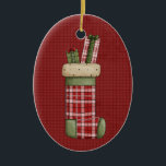 Christmas Stocking Ceramic Christmas Ornament<br><div class="desc">Text can be added to this ornament to make a personalised holiday gift. If you need help,  just click on the contact link above to send the designer a personal detailed message.</div>