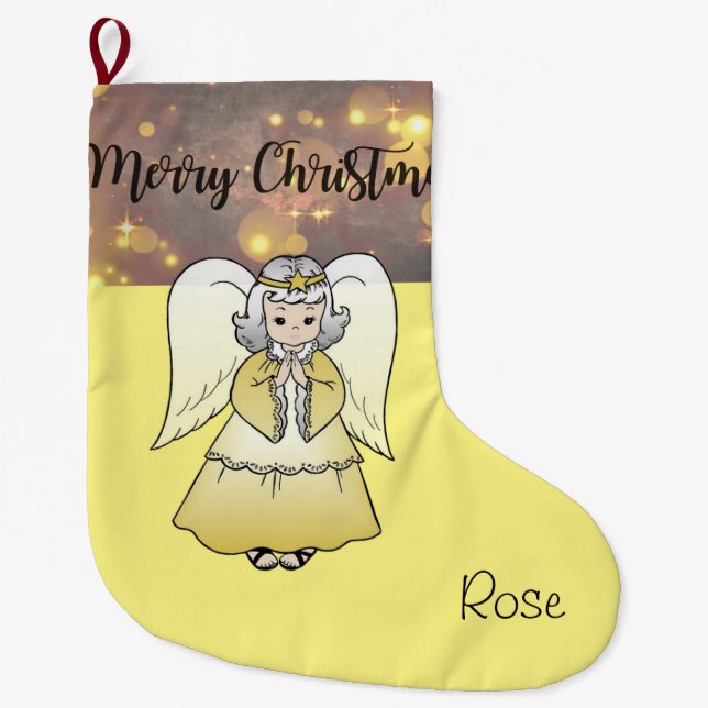 Christmas Stocking, Christmas Angel Large Christmas Stocking (Front)